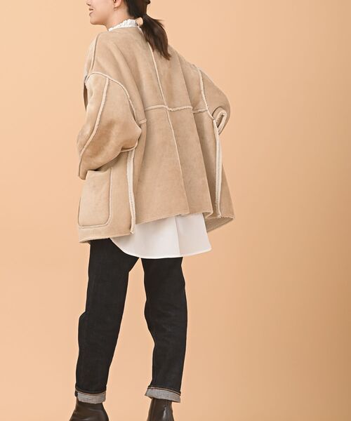 rps(アールピーエス)の「リバーシブルショートコート(その他アウター・レディース・ベージュ/アイボリー/キャメル・M)」の15枚目の写真