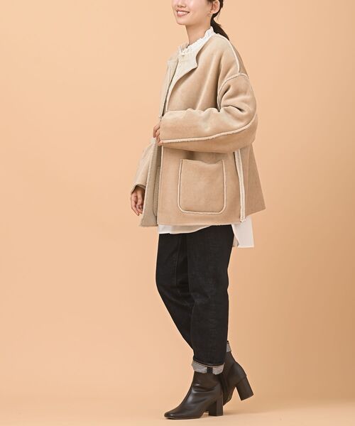 rps(アールピーエス)の「リバーシブルショートコート(その他アウター・レディース・ベージュ/アイボリー/キャメル・M)」の16枚目の写真