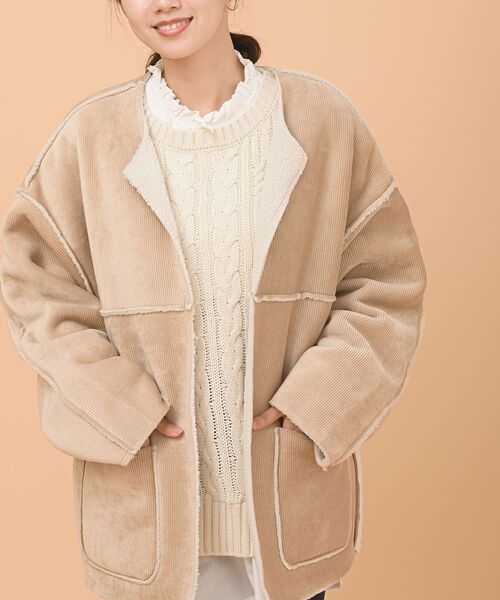 rps(アールピーエス)の「リバーシブルショートコート(その他アウター・レディース・ベージュ/アイボリー/キャメル・M)」の17枚目の写真