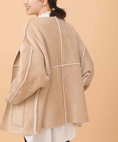 rps(アールピーエス)の「リバーシブルショートコート(その他アウター・レディース・ベージュ/アイボリー/キャメル・M)」の19枚目の写真