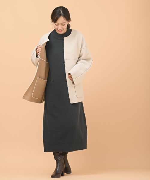 rps(アールピーエス)の「リバーシブルショートコート(その他アウター・レディース・ベージュ/アイボリー/キャメル・M)」の21枚目の写真