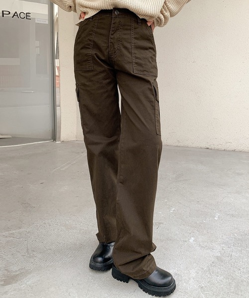 DAY CLOSET（デイ クローゼット）の「【なめらかピーチスキン仕立て】カジュアルストレートベイカーパンツ レディース（カーゴパンツ・レディース・カーキ/ブラック/オリーブ/ベージュ/ダークブラウン/レンガ・M/S/L）」の18枚目の写真