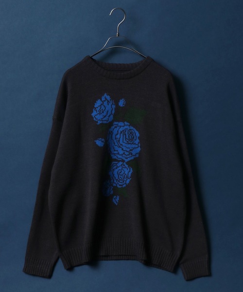 ANPAS（アンパス）の「Rose Pattern Oversized Jacquard Knit Pullover/薔薇 オーバーサイズ ジャガード ニット プルオーバー（ニット/セーター・メンズ・オフホワイト/チャコールグレー/ブラック・M/L）」の19枚目の写真