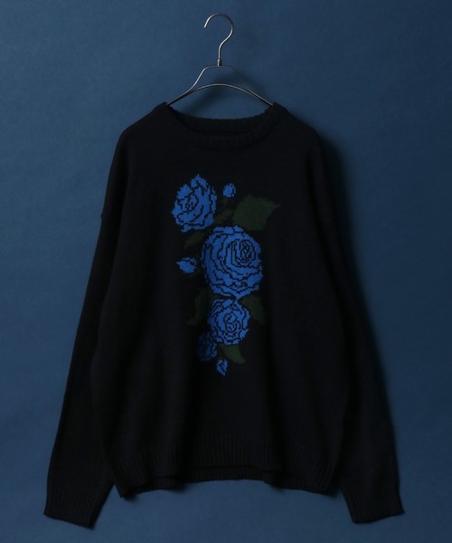 ANPAS（アンパス）の「Rose Pattern Oversized Jacquard Knit Pullover/薔薇 オーバーサイズ ジャガード ニット プルオーバー（ニット/セーター・メンズ・オフホワイト/チャコールグレー/ブラック・M/L）」の18枚目の写真