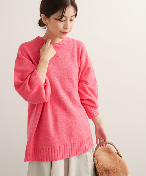 URBAN RESEARCH DOORS（アーバンリサーチドアーズ）の「ハミルトンウールクルーネックチュニック（ニット/セーター・レディース・グレー系その他/ピンク/ブルー・MEDIUM）」の18枚目の写真