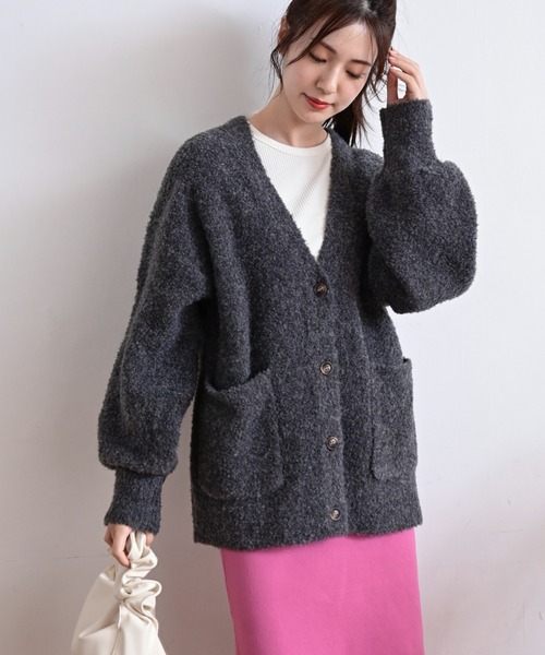 FREE'S MART（フリーズマート）の「ミックスブークレーニットカーディガン（カーディガン/ボレロ・レディース・ブルー/グレー/ピンク/ライトグリーン/グレー系その他・FREE）」の2枚目の写真