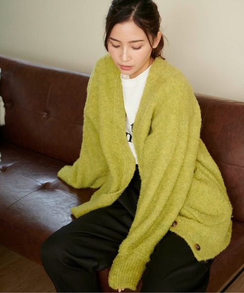 FREE'S MART（フリーズマート）の「ミックスブークレーニットカーディガン（カーディガン/ボレロ・レディース・ブルー/グレー/ピンク/ライトグリーン/グレー系その他・FREE）」の16枚目の写真