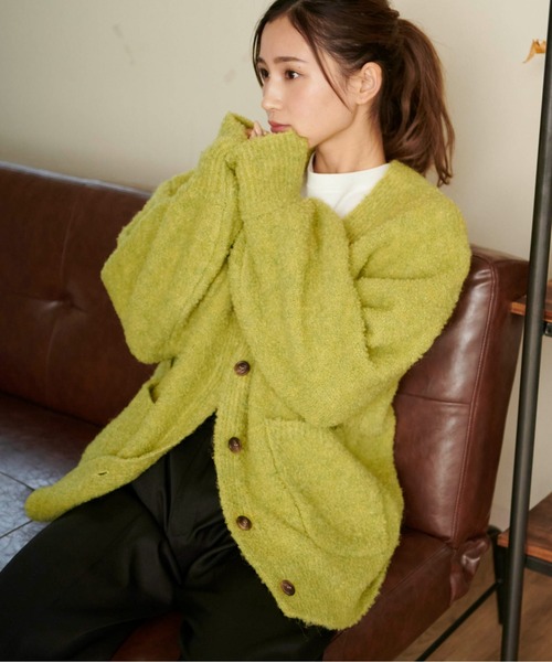 FREE'S MART（フリーズマート）の「ミックスブークレーニットカーディガン（カーディガン/ボレロ・レディース・ブルー/グレー/ピンク/ライトグリーン/グレー系その他・FREE）」の14枚目の写真