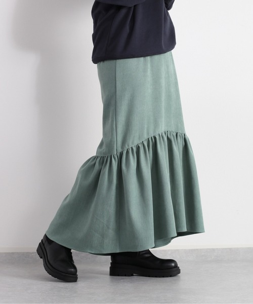 cepo(セポ)の「ティアードギャザースカート(スカート・レディース・チャコール/グリーン/オフホワイト・M)」の3枚目の写真