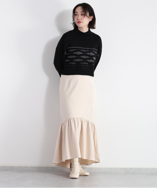 cepo(セポ)の「ティアードギャザースカート(スカート・レディース・チャコール/グリーン/オフホワイト・M)」の8枚目の写真