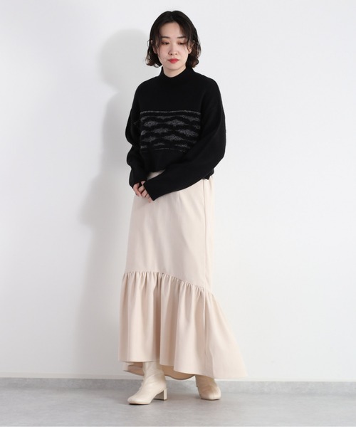 cepo(セポ)の「ティアードギャザースカート(スカート・レディース・チャコール/グリーン/オフホワイト・M)」の7枚目の写真