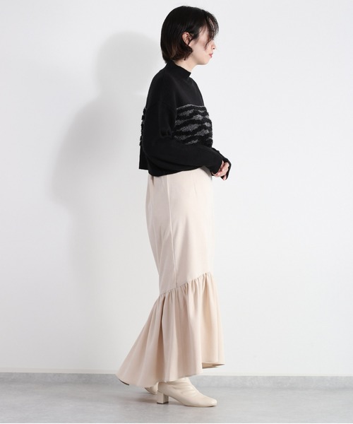 cepo(セポ)の「ティアードギャザースカート(スカート・レディース・チャコール/グリーン/オフホワイト・M)」の9枚目の写真