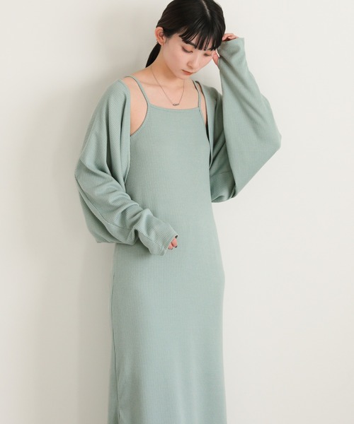 select MOCA(セレクトモカ)の「ボレロ&キャミワンピースセットアップ(セットアップ・レディース・グレー/ブラック/ブルーグリーン・FREE)」の14枚目の写真