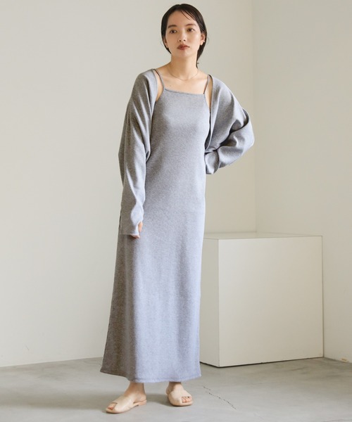 select MOCA(セレクトモカ)の「ボレロ&キャミワンピースセットアップ(セットアップ・レディース・グレー/ブラック/ブルーグリーン・FREE)」の11枚目の写真