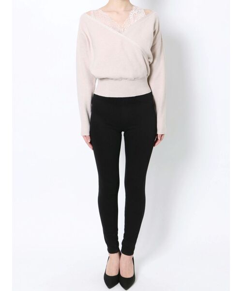 LAGUNAMOON(ラグナムーン)の「レースレイヤードカシュクールニットプルオーバー(ニット/セーター・レディース・ライトグレー/ミント/ブラック・FREE)」の6枚目の写真