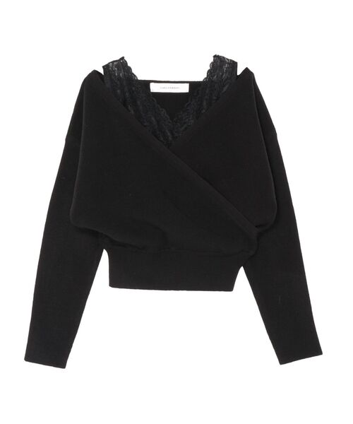 LAGUNAMOON(ラグナムーン)の「レースレイヤードカシュクールニットプルオーバー(ニット/セーター・レディース・ライトグレー/ミント/ブラック・FREE)」の15枚目の写真