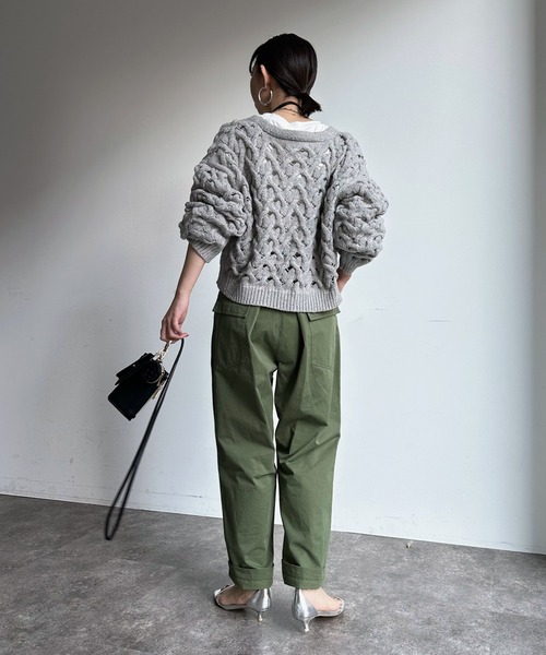 DouDou(ドゥドゥ)の「【WEB限定】 透かし編みカーディガン(カーディガン/ボレロ・レディース・グレー/グリーン/チャコールグレー・FREE)」の9枚目の写真