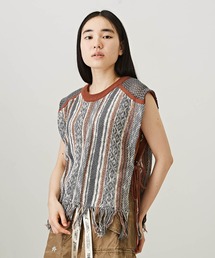 TOBILA（トビラ）の「メキシカンジャガードニットフリンジベスト（ベスト）」