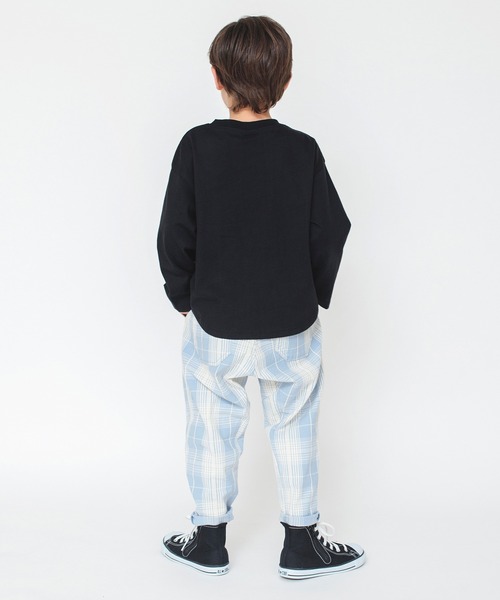 BRANSHES（ブランシェス）の「【23SS】ガーデナーテーパードパンツ/チェック柄（チノパンツ・キッズ・アイボリー/サックスブルー/ライトグリーン・90/130/100/120/160/140/110/150）」の18枚目の写真
