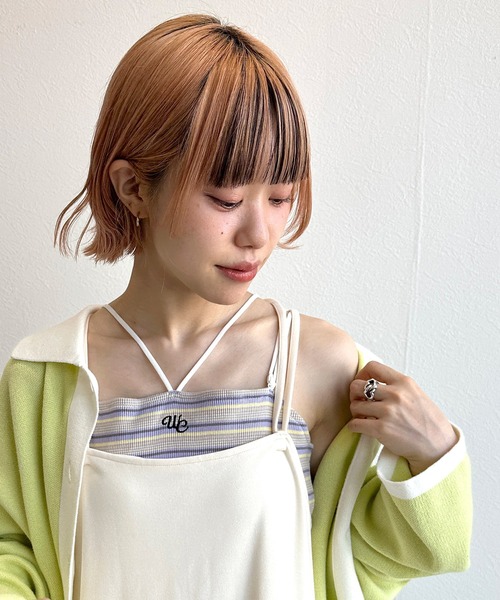 w closet（ダブルクローゼット）の「【カップ付き】マルチボーダー刺繍キャミソール（キャミソール・レディース・グリーン系その他/イエロー系その他・FREE）」の14枚目の写真