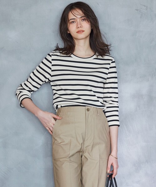 23区（ニジュウサンク）の「【SLOW/洗える】ミドルフライスジャージー ロングTシャツ（Tシャツ/カットソー・レディース・ホワイト系/ブラック系/ブラック系1/ダークブラウン系1・40/38）」の3枚目の写真