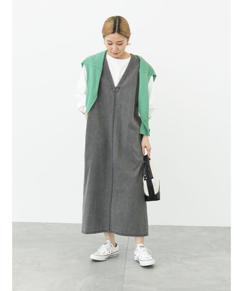 Samansa Mos2 blue(サマンサモスモスブルー)の「【ECO DENIM】Vネックジャンスカ(ワンピース・レディース・グレー/ブルー/ネイビー・フリ-)」の15枚目の写真