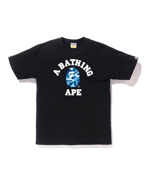 A BATHING APE(アベイシングエイプ)の「ABC CAMO COLLEGE TEE M(Tシャツ/カットソー・メンズ・ブラック×ピンク/ブラック×ブルー/ホワイト×グリーン/ホワイト×ブルー/ホワイト×ピンク/ブラック×グリーン・LARGE/MEDIUM/X-LARGE/SMALL/XX-LARGE/XXX-LARGE)」の1枚目の写真