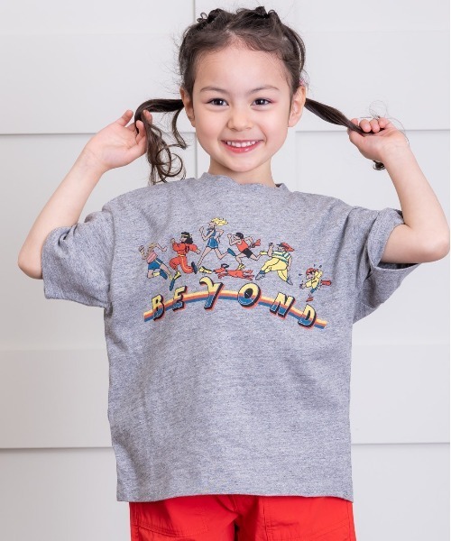 Life Support Products（ライフサポートプロダクツ）の「プリント半袖Tシャツ(80～150cm)（Tシャツ/カットソー・キッズ・チャコール/オレンジ/ライトブルー/ブラック/エメラルド/ライトピンク/杢グレー/ブルー/オフホワイト/ライトブラウン・80/90/95/100/110/120/130/140/150）」の4枚目の写真