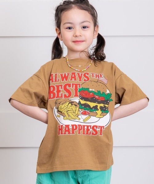 Life Support Products（ライフサポートプロダクツ）の「プリント半袖Tシャツ(80～150cm)（Tシャツ/カットソー・キッズ・チャコール/オレンジ/ライトブルー/ブラック/エメラルド/ライトピンク/杢グレー/ブルー/オフホワイト/ライトブラウン・80/90/95/100/110/120/130/140/150）」の6枚目の写真