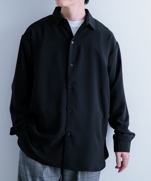 ITEMS URBANRESEARCH(アイテムズ アーバンリサーチ)の「サテンタッチ ロングスリーブシャツ(シャツ/ブラウス・メンズ・ブラック/ブラウン/ブルー・LARGE/MEDIUM)」の11枚目の写真
