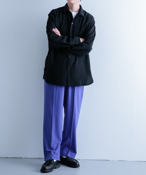 ITEMS URBANRESEARCH(アイテムズ アーバンリサーチ)の「サテンタッチ ロングスリーブシャツ(シャツ/ブラウス・メンズ・ブラック/ブラウン/ブルー・LARGE/MEDIUM)」の14枚目の写真
