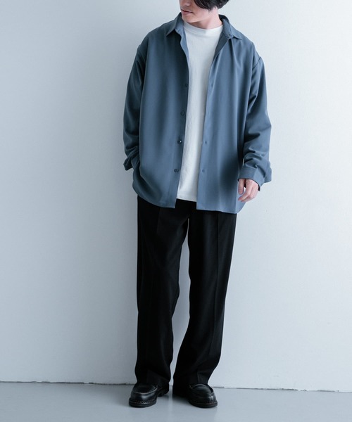 ITEMS URBANRESEARCH(アイテムズ アーバンリサーチ)の「サテンタッチ ロングスリーブシャツ(シャツ/ブラウス・メンズ・ブラック/ブラウン/ブルー・LARGE/MEDIUM)」の18枚目の写真