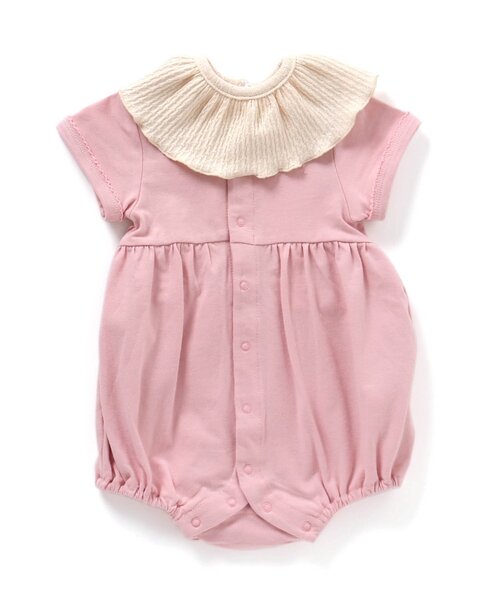 Ampersand（アンパサンド）の「【premier】つけ衿スタイSET前あきバルーンロンパス（ロンパース・キッズ・ブラウン/ピンク/アイボリー・60/70/80）」の3枚目の写真