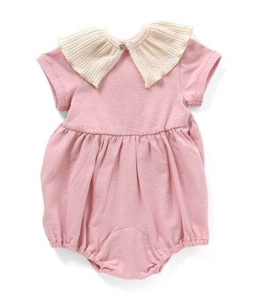 Ampersand（アンパサンド）の「【premier】つけ衿スタイSET前あきバルーンロンパス（ロンパース・キッズ・ブラウン/ピンク/アイボリー・60/70/80）」の8枚目の写真