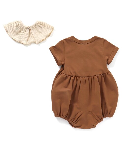 Ampersand（アンパサンド）の「【premier】つけ衿スタイSET前あきバルーンロンパス（ロンパース・キッズ・ブラウン/ピンク/アイボリー・60/70/80）」の10枚目の写真