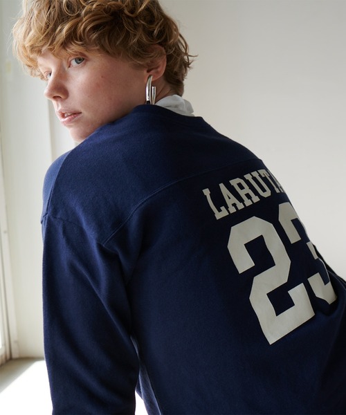 LARUTA(ラルータ)の「【LARUTA】 7分袖ロゴT(Tシャツ/カットソー・レディース・ベージュ/ネイビー/オフホワイト・FREE)」の16枚目の写真