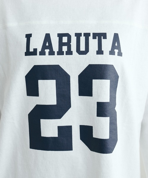 LARUTA(ラルータ)の「【LARUTA】 7分袖ロゴT(Tシャツ/カットソー・レディース・ベージュ/ネイビー/オフホワイト・FREE)」の9枚目の写真