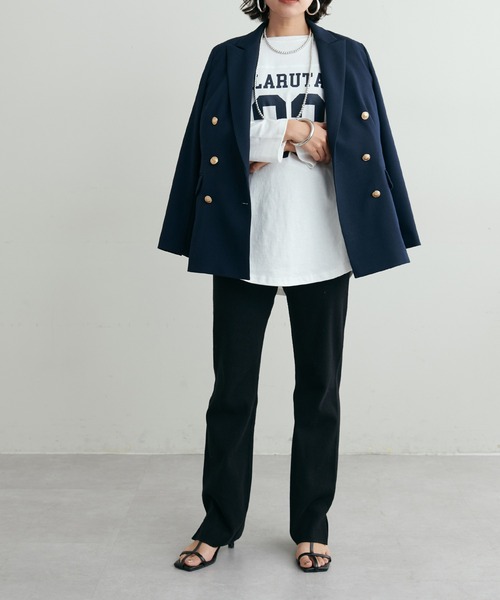 LARUTA(ラルータ)の「【LARUTA】 7分袖ロゴT(Tシャツ/カットソー・レディース・ベージュ/ネイビー/オフホワイト・FREE)」の6枚目の写真