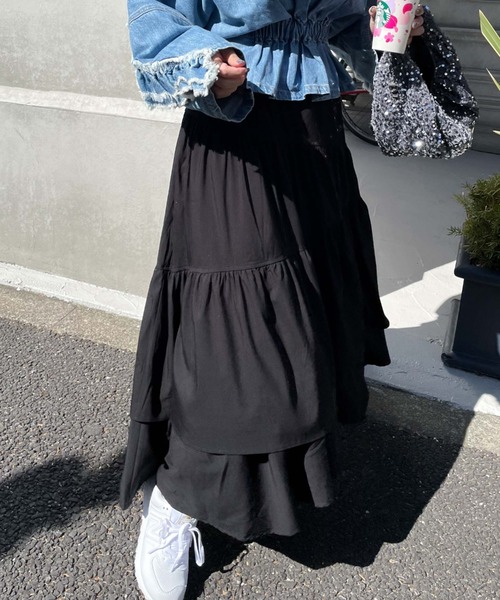 archives(アルシーヴ)の「【Limited item】ASYMMETRY TIERED SKIRT(スカート・レディース・オフホワイト/ブラック/グレイッシュベージュ/ブルー/オレンジ・MEDIUM)」の3枚目の写真