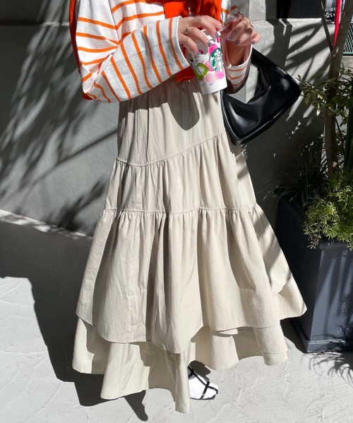 archives(アルシーヴ)の「【Limited item】ASYMMETRY TIERED SKIRT(スカート・レディース・オフホワイト/ブラック/グレイッシュベージュ/ブルー/オレンジ・MEDIUM)」の13枚目の写真