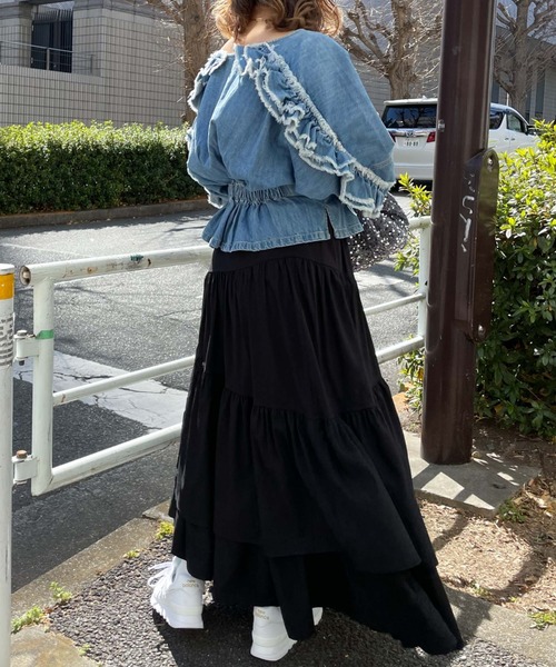 archives(アルシーヴ)の「【Limited item】ASYMMETRY TIERED SKIRT(スカート・レディース・オフホワイト/ブラック/グレイッシュベージュ/ブルー/オレンジ・MEDIUM)」の9枚目の写真