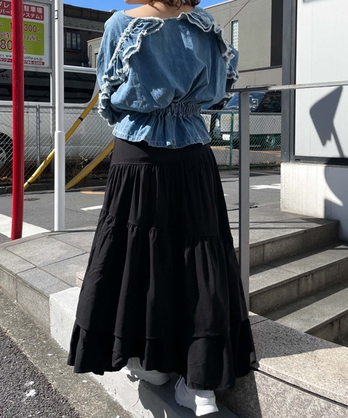 archives(アルシーヴ)の「【Limited item】ASYMMETRY TIERED SKIRT(スカート・レディース・オフホワイト/ブラック/グレイッシュベージュ/ブルー/オレンジ・MEDIUM)」の10枚目の写真