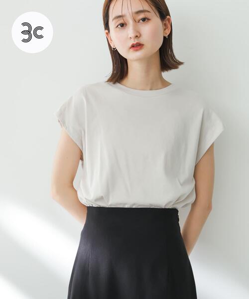 SENSE OF PLACE by URBAN RESEARCH(センスオブプレイスバイアーバンリサーチ)の「オーガニックコットンフレンチスリーブTシャツ(Tシャツ/カットソー・レディース・ライトベージュ/ホワイト系その他/オフホワイト/ベージュ/ブラック/ライトブルー・ONE)」の6枚目の写真