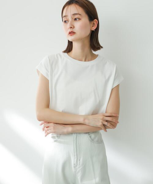 SENSE OF PLACE by URBAN RESEARCH(センスオブプレイスバイアーバンリサーチ)の「オーガニックコットンフレンチスリーブTシャツ(Tシャツ/カットソー・レディース・ライトベージュ/ホワイト系その他/オフホワイト/ベージュ/ブラック/ライトブルー・ONE)」の13枚目の写真