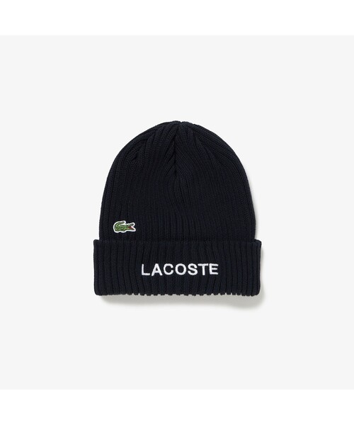 LACOSTE（ラコステ）の「ブランドネームロゴリブニットキャップ（ニットキャップ/ビーニー・レディース・ブラック/レッド・FREE）」の3枚目の写真