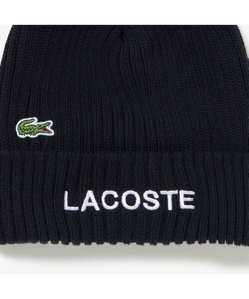 LACOSTE（ラコステ）の「ブランドネームロゴリブニットキャップ（ニットキャップ/ビーニー・レディース・ブラック/レッド・FREE）」の4枚目の写真