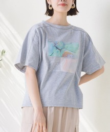 超長綿マーブルプリントTシャツ