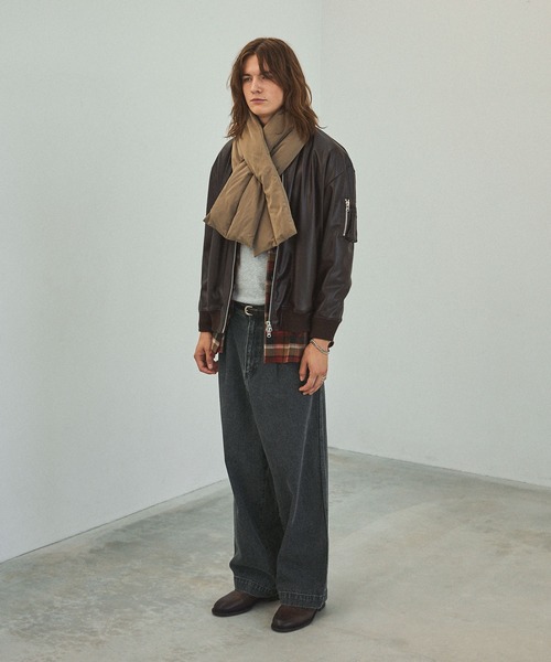 EMMA CLOTHES(エマクローズ)の「タックワイドワークスラックスデニムパンツ(デニムパンツ・メンズ・ブラック/ホワイト/ブルー/チャコール/グレー・S/M/L)」の6枚目の写真