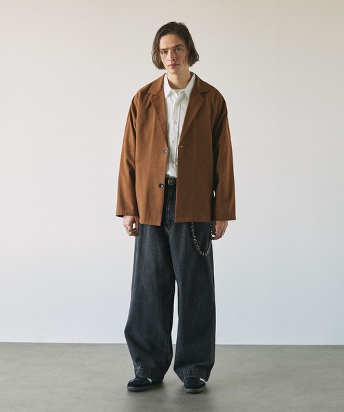 EMMA CLOTHES(エマクローズ)の「タックワイドワークスラックスデニムパンツ(デニムパンツ・メンズ・ブラック/ホワイト/ブルー/チャコール/グレー・S/M/L)」の7枚目の写真