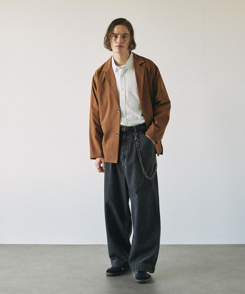 EMMA CLOTHES(エマクローズ)の「タックワイドワークスラックスデニムパンツ(デニムパンツ・メンズ・ブラック/ホワイト/ブルー/チャコール/グレー・S/M/L)」の16枚目の写真